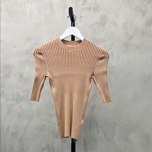 Elegant Tan Ribbed Dress